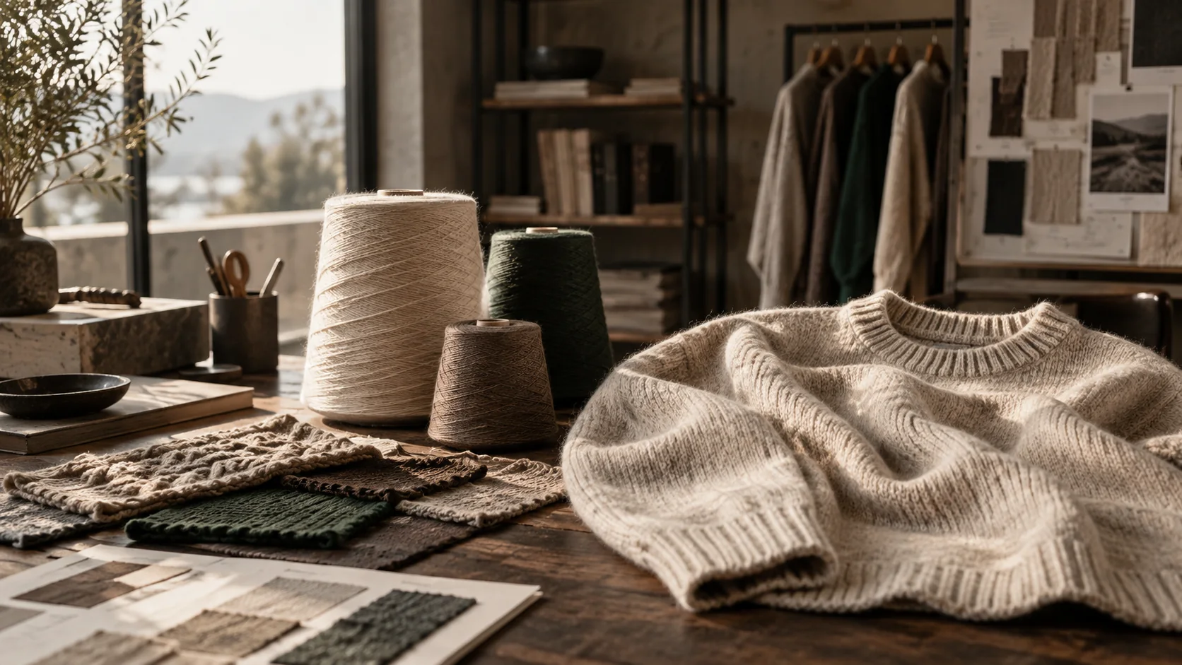 Yarn and knitted material development in a textile studio
